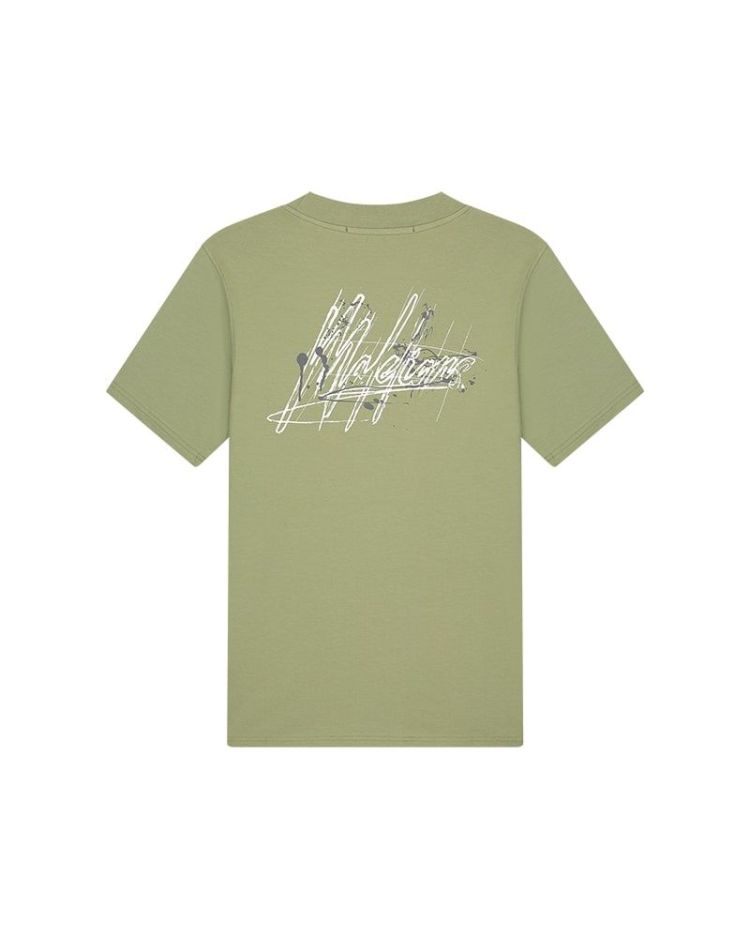 Malelions T-shirt Groen heren (MEN SPLASH SIGNATURE T-SHIRT - MM3-SS24-15.SAGEGREEN) - GL Sport (Sluis)