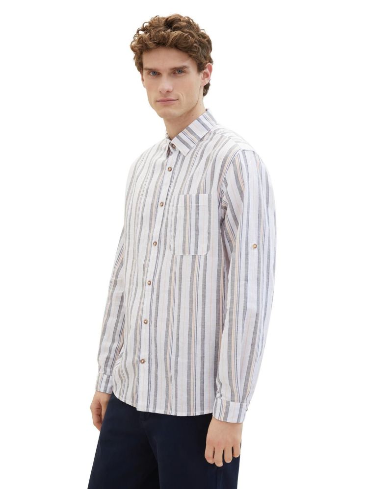 Tom Tailor Overhemd Wit heren (COMFORT COTTON LINEN SHIRT - 1040142.34723) - GL Sport (Sluis)