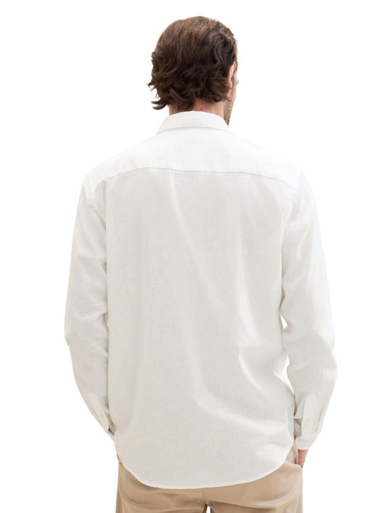 Tom Tailor Overhemd Wit heren (COTTON LINEN SHIRT - 1041273.20000) - GL Sport (Sluis)