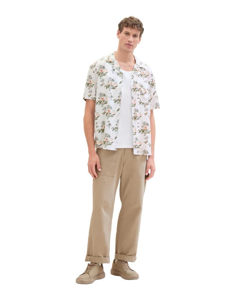 Tom Tailor Overhemd Wit heren (RELAXED VISCOSE LINEN SHIRT - 1040992.35054) - GL Sport (Sluis)