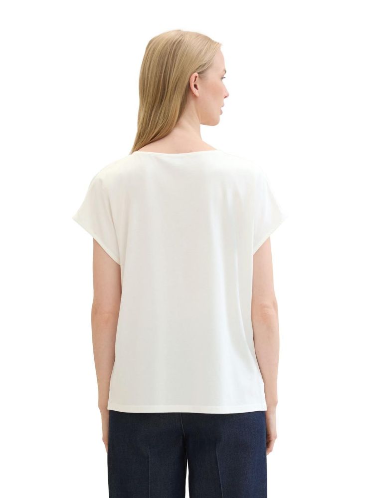 Tom Tailor T-shirt Off-white dames (T-SHIRT FABRIC MIX - 1041535.10315) - GL Sport (Sluis)