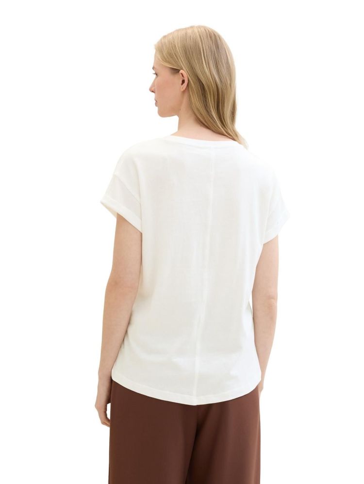 Tom Tailor T-shirt Off-white dames (T-SHIRT LOOSE KNIT - 1041534.10315) - GL Sport (Sluis)